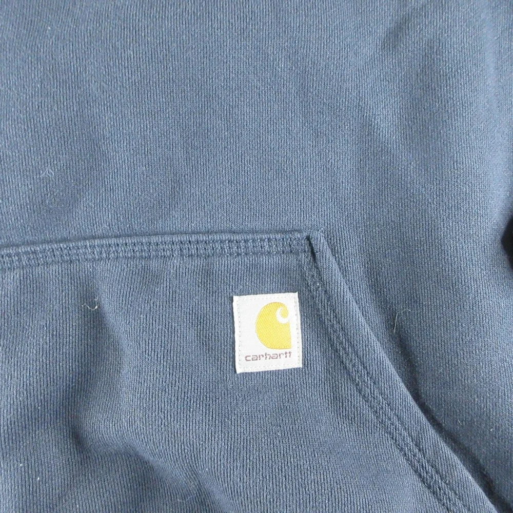 Carhartt Hoodie Mens Medium Blue Pullover Fleece Sweatshirt Cotton Workwear K121